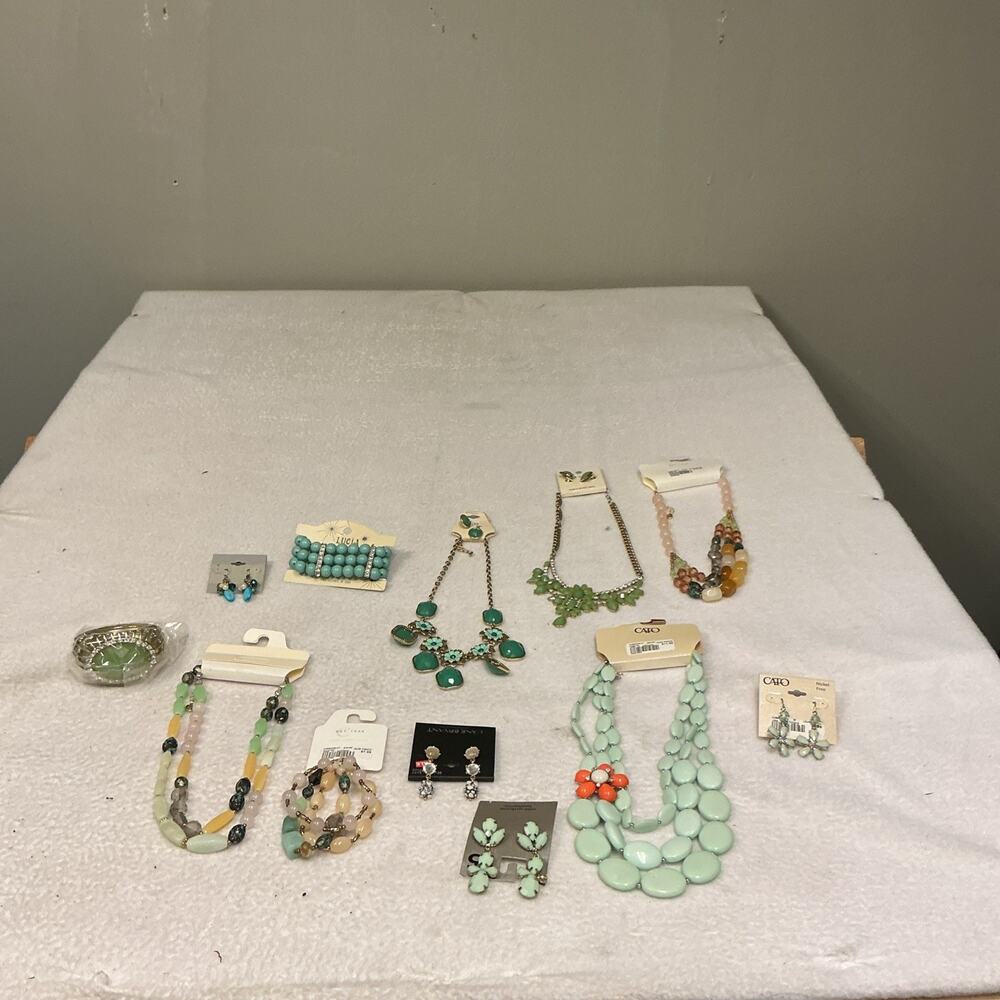 Cato Mixed Jewelry Lot Blue , Green Necklaces Earrings Bracelets NWT 3510
